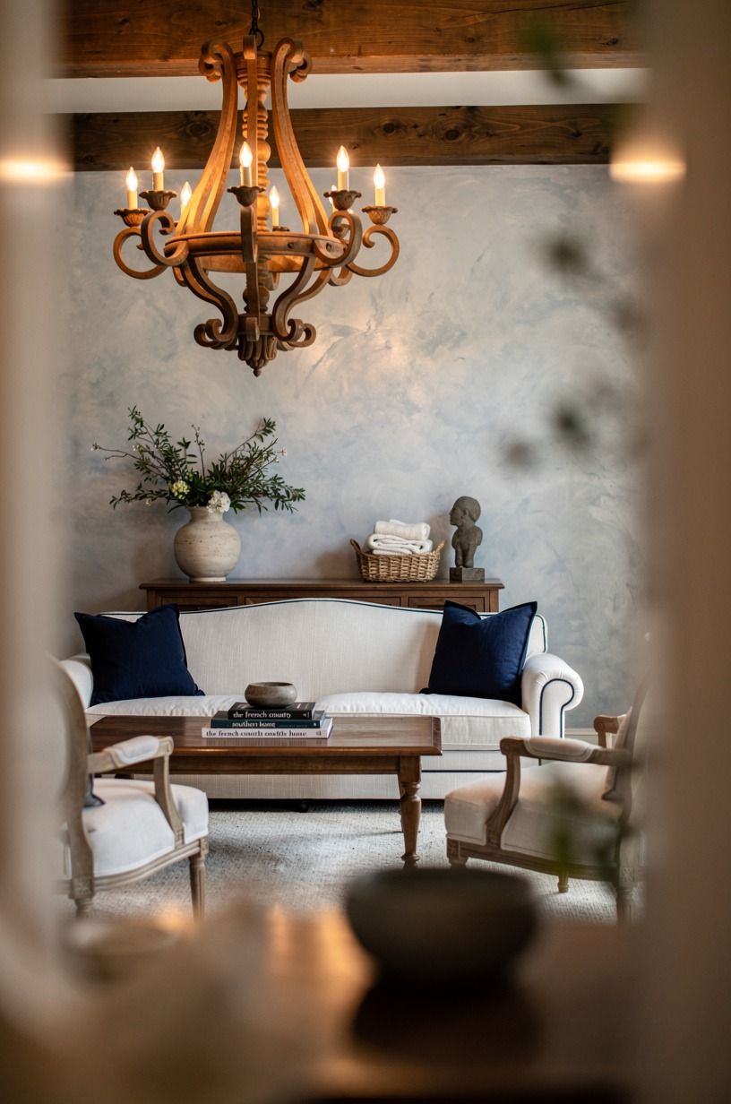 Swap the flush mount for a wood chandelier