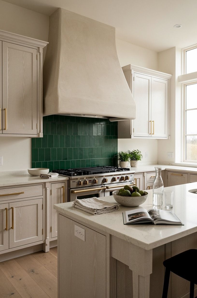 Frame the range with a quiet plaster hood