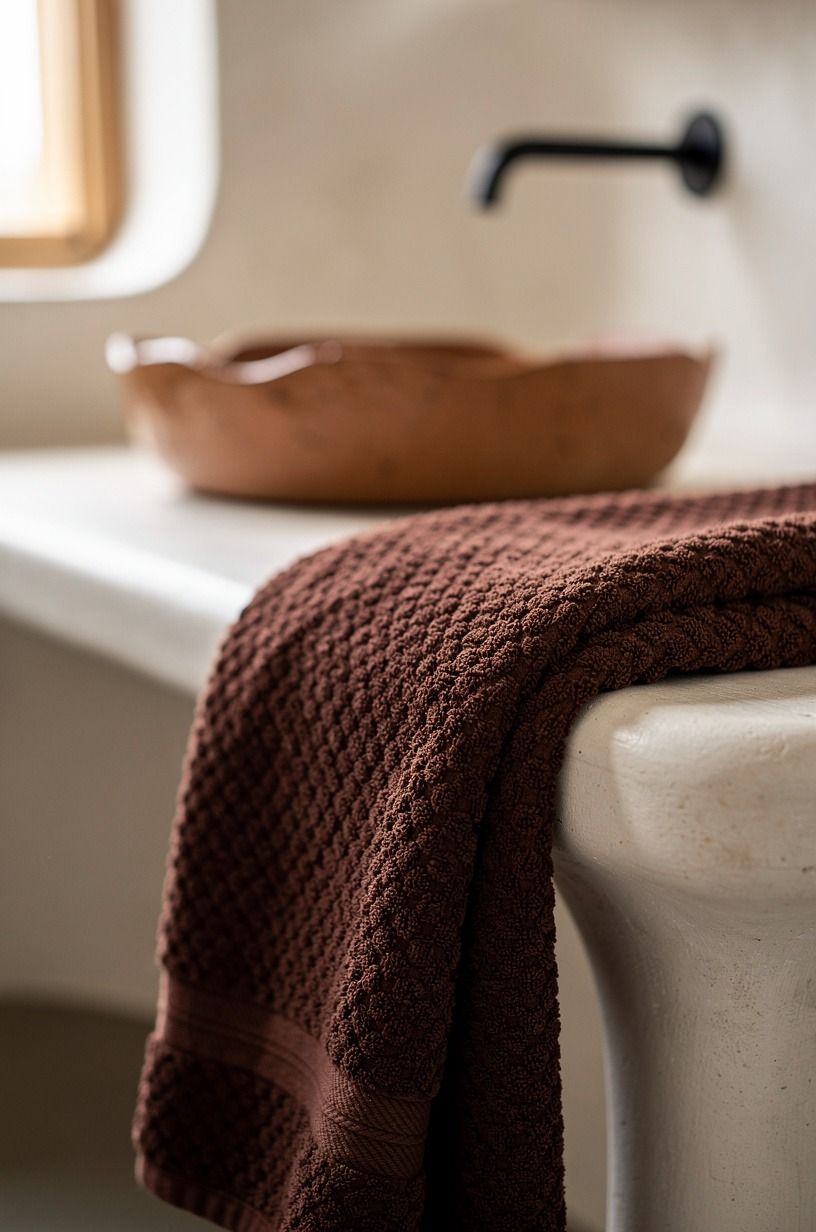 Skip the matching towel set and use one deep color