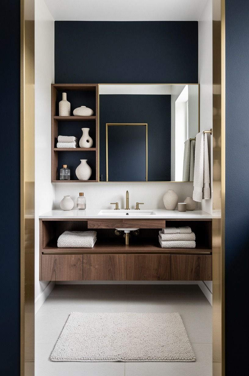 Frame the opening with brushed brass