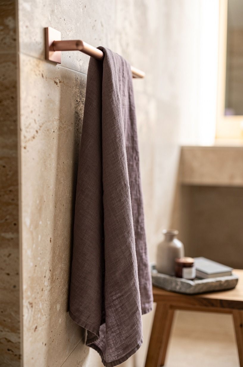Hang linen at the room side, not inside the shower