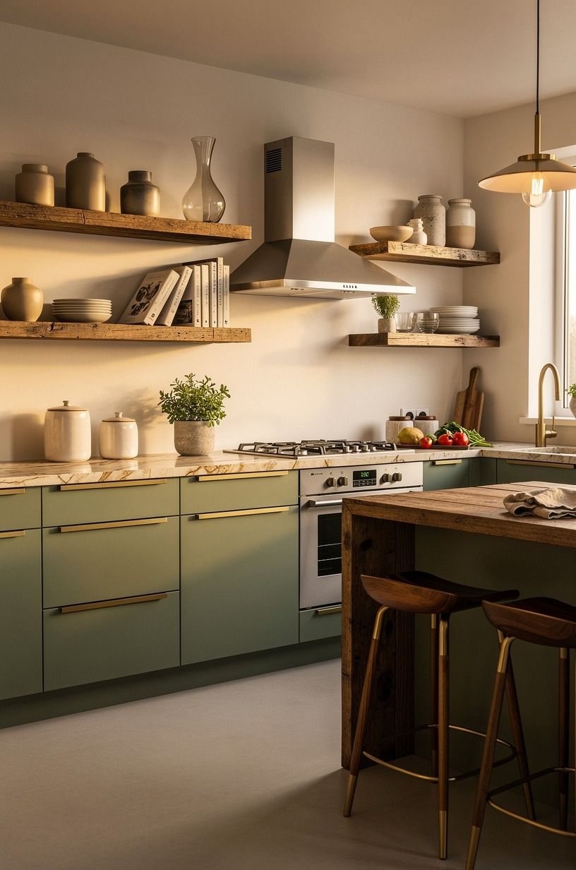 Float open shelves where you’ll use them