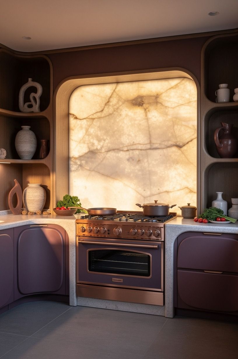 Frame the range with hand-glazed tile