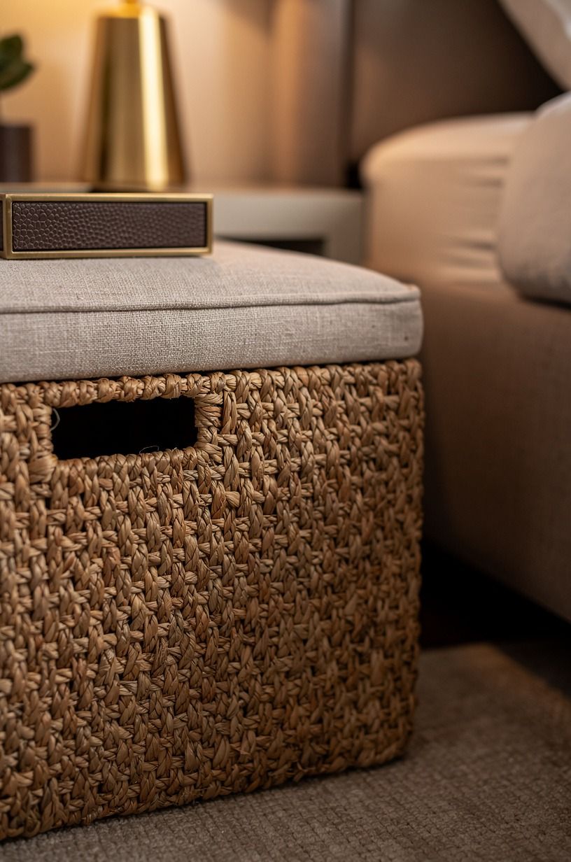 Skip plastic bins for woven seagrass storage