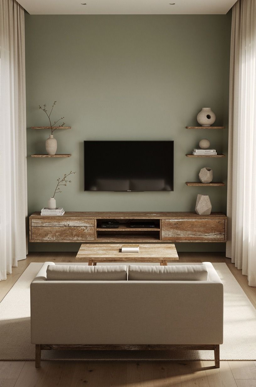 Can a media wall stay light in a small living room?