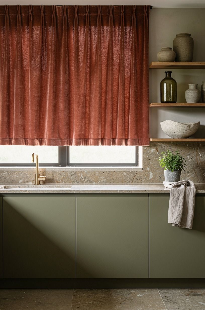 Hang a café curtain below the window line