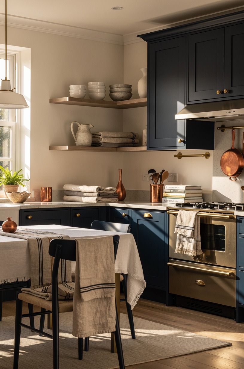 Layer linen instead of buying matching kitchen sets