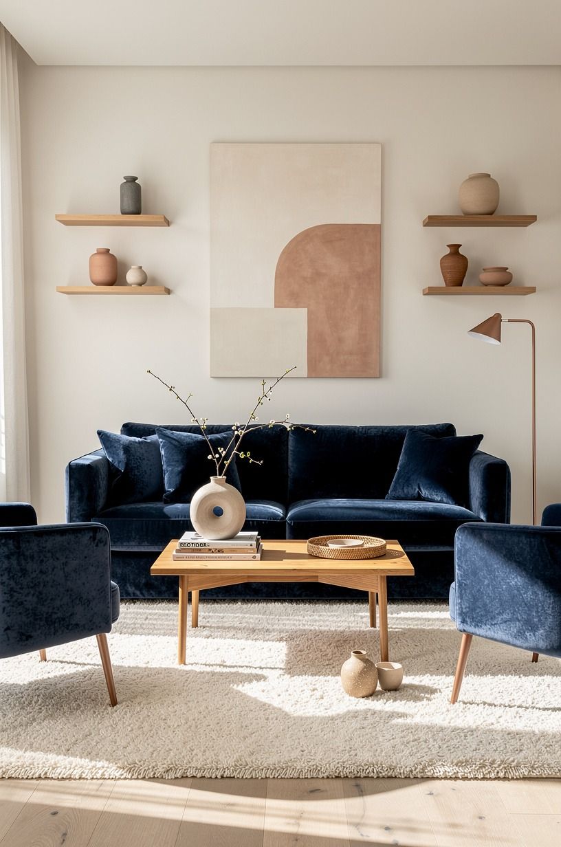 Anchor the seating with a real wool rug
