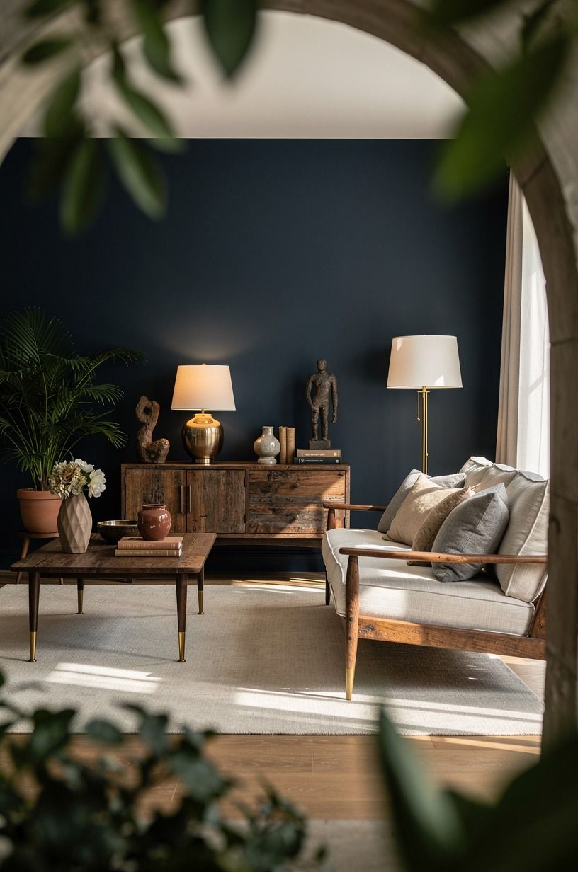 Paint the walls in Farrow & Ball Hague Blue (the midnight envelope)