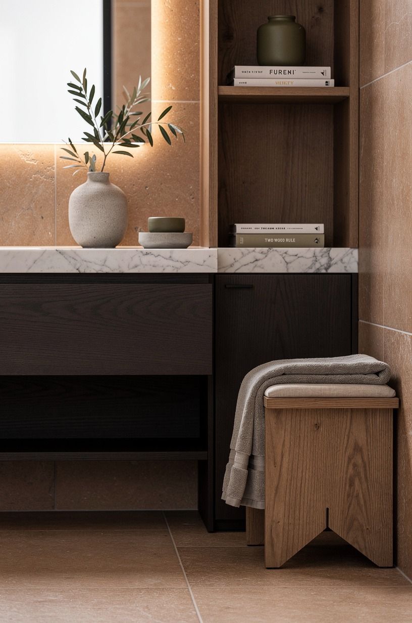 Build the Two-Wood Rule with a dark vanity
