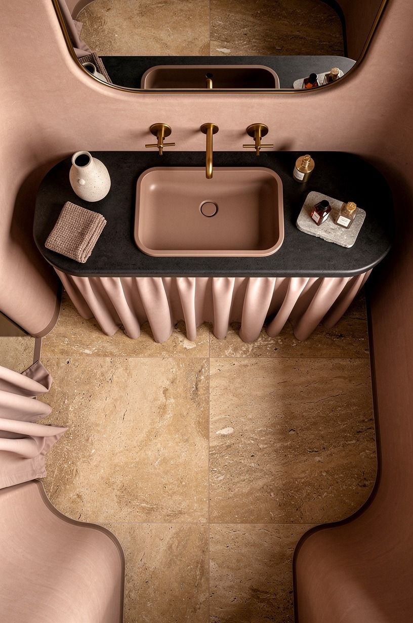 Choose a skirted sink over a bulky cabinet