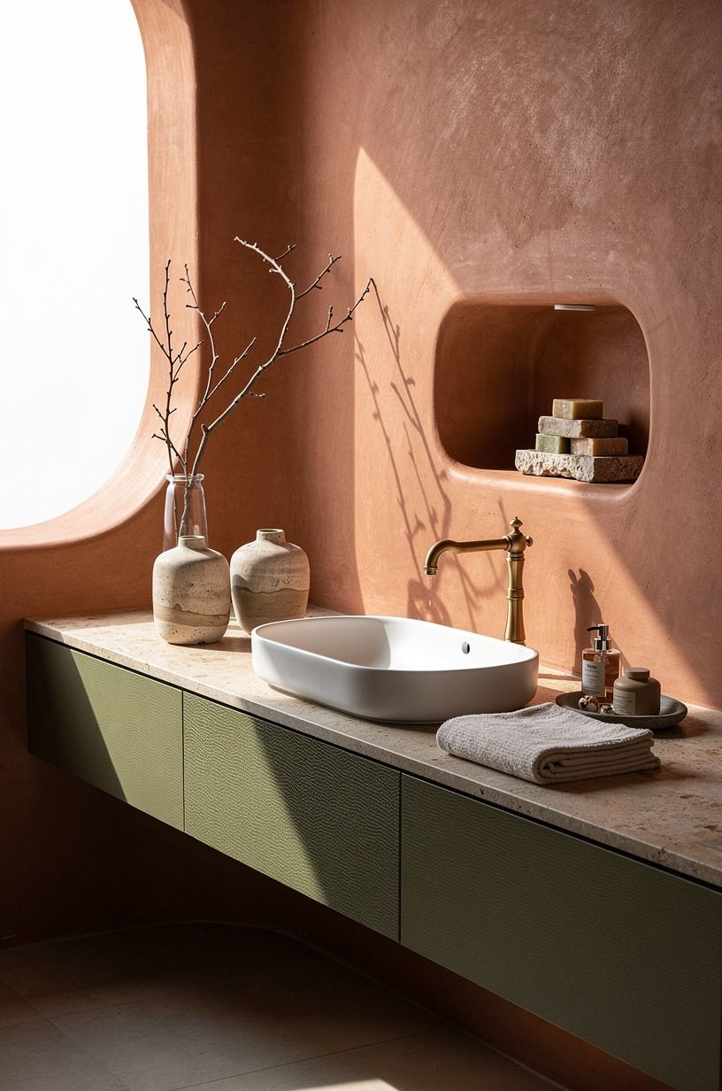 Mix a vintage faucet with a modern basin