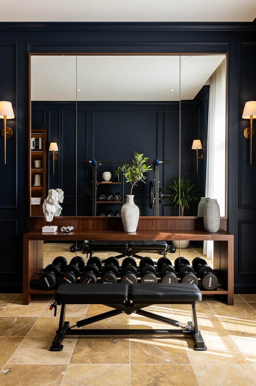 Hang a mirror wall at eye level