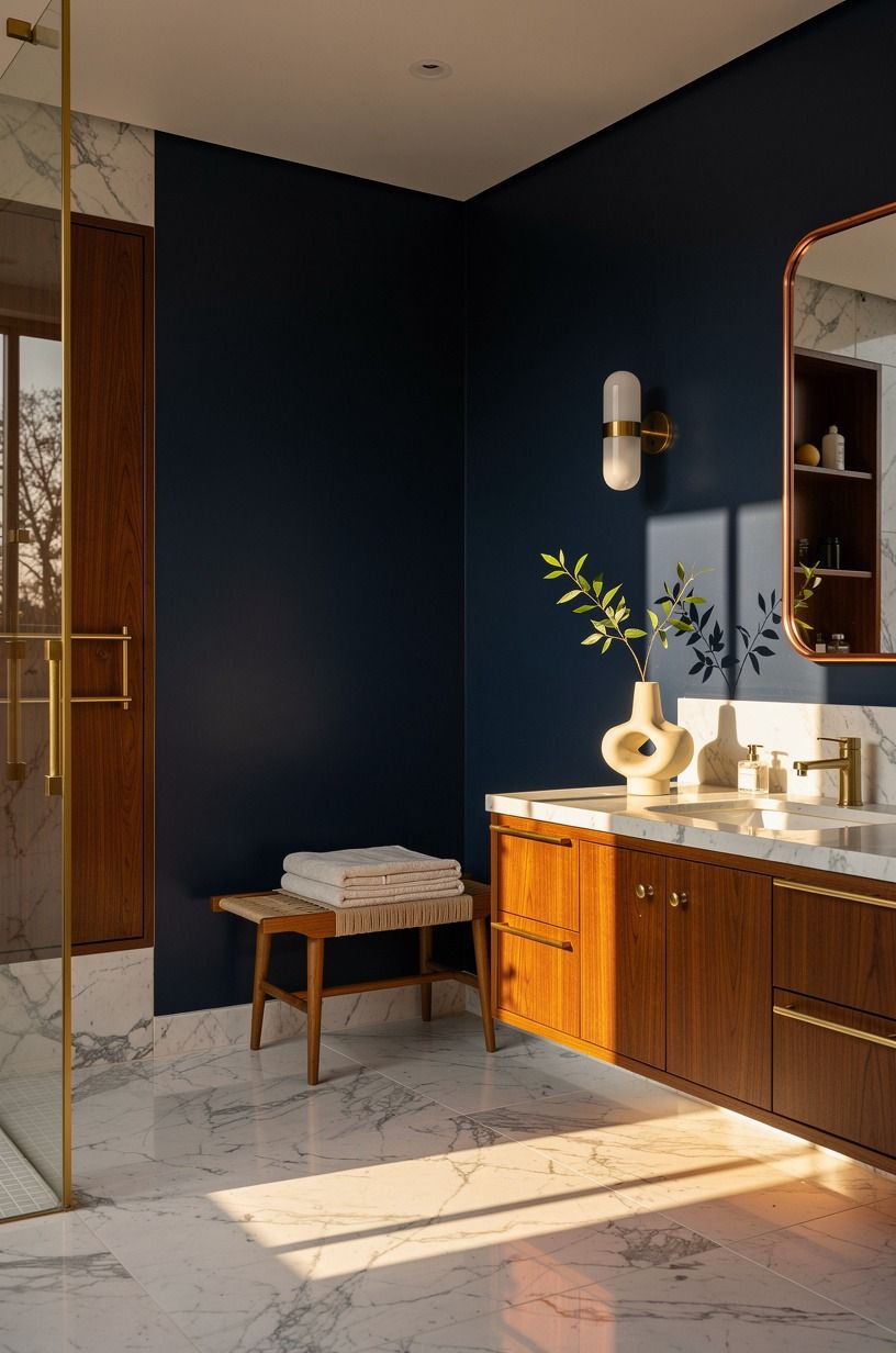 Anchor the shower wall with a named paint color