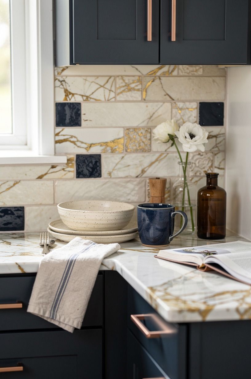 Choose handmade tile over a busy printed backsplash