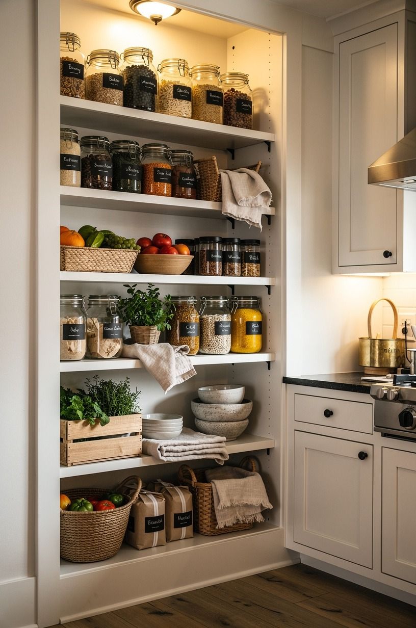 Make the pantry shelf feel like a tiny market