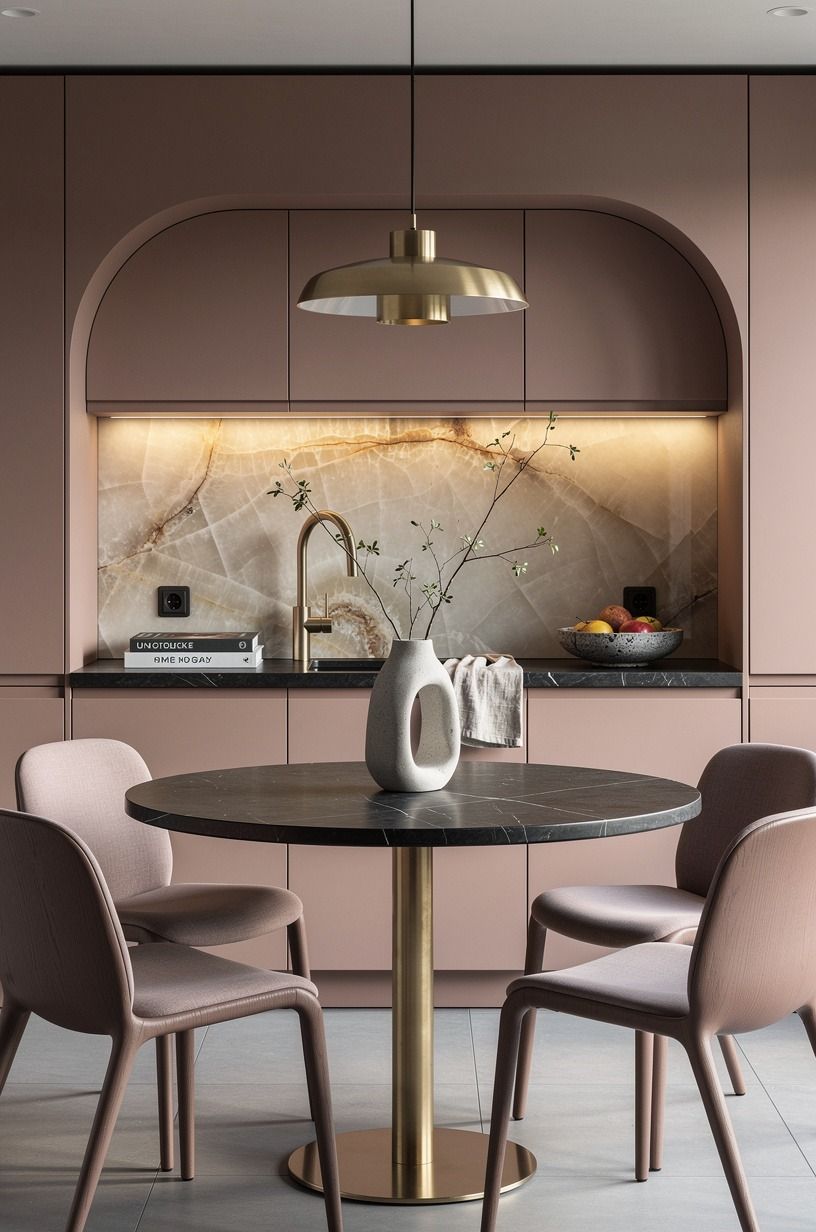 Can a round pedestal table make a small kitchen feel bigger?