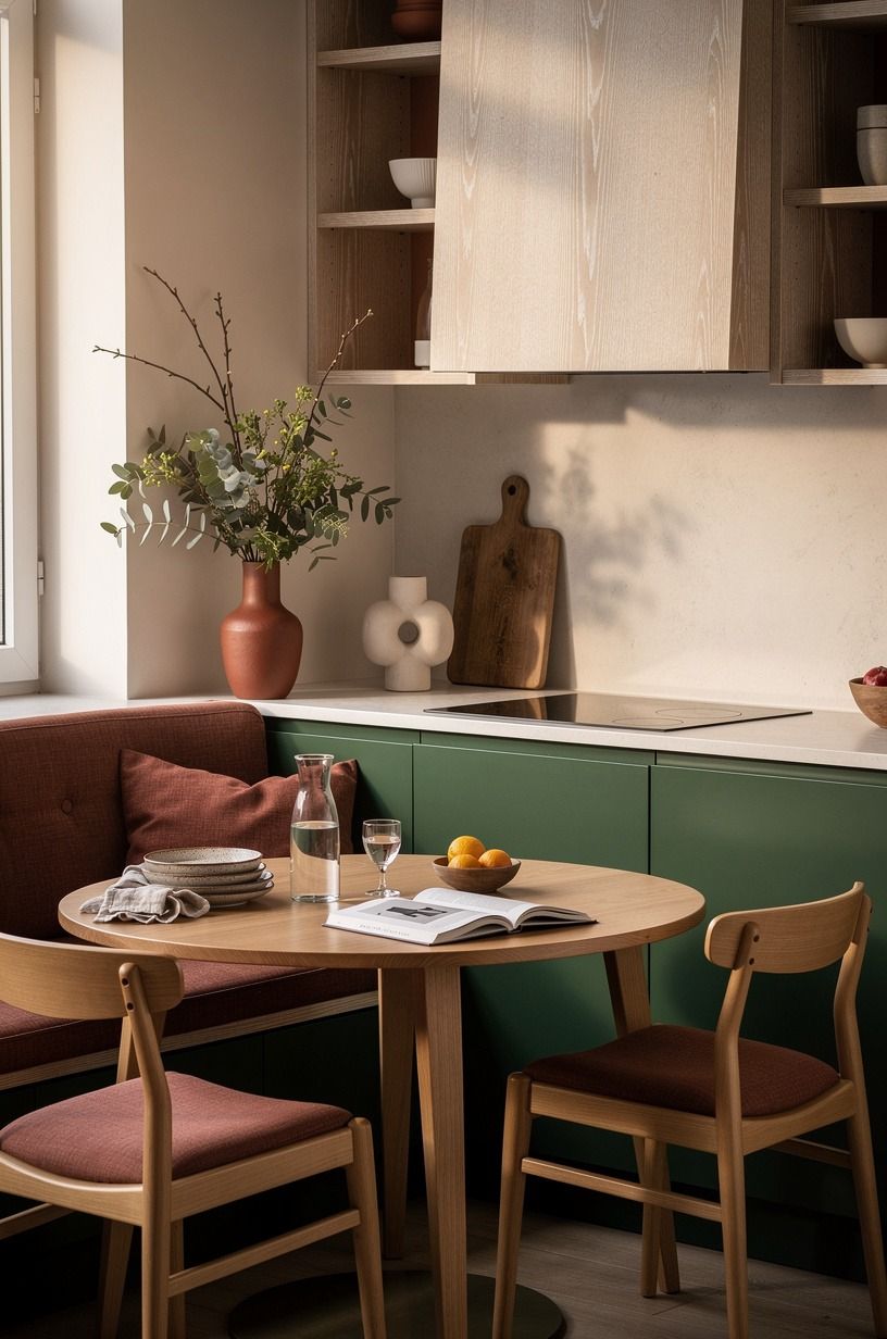 Paint a soft kitchen vignette around the nook