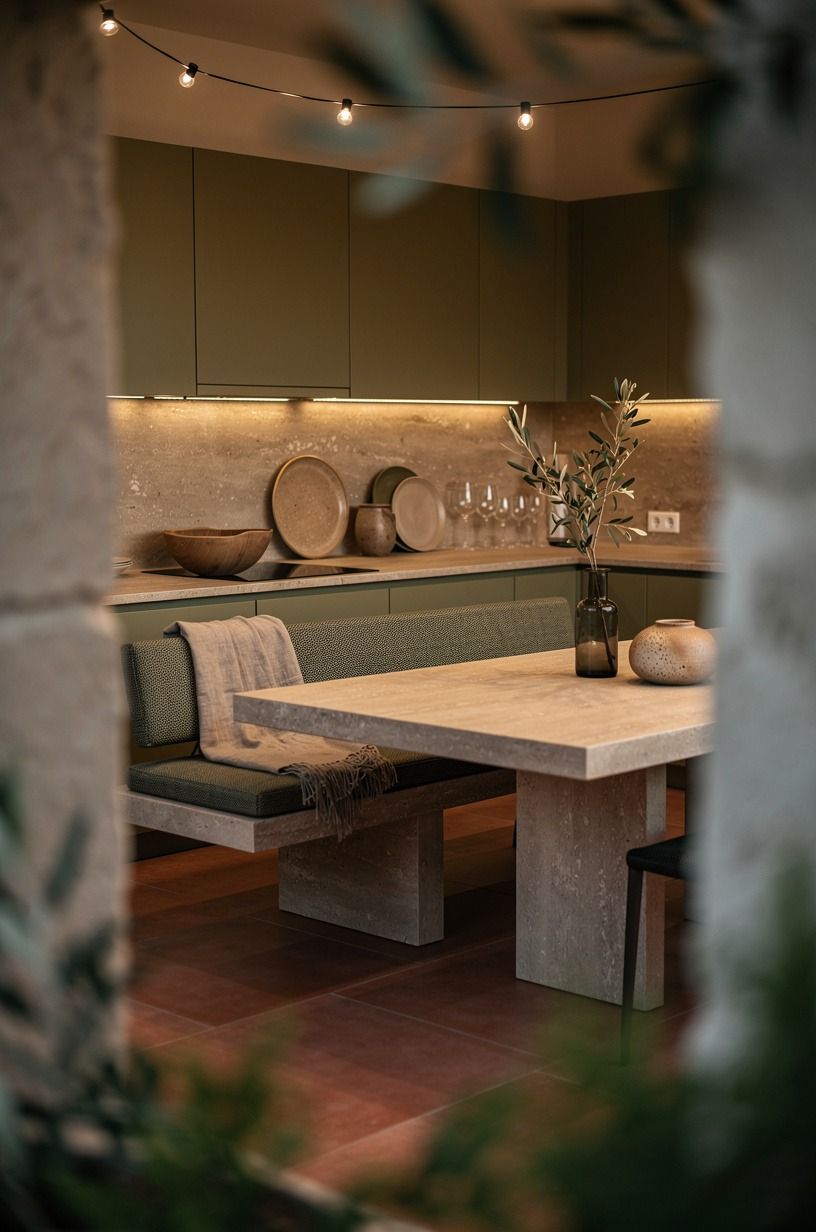 Float a Bench Along the Wall Instead of Adding Four Chairs