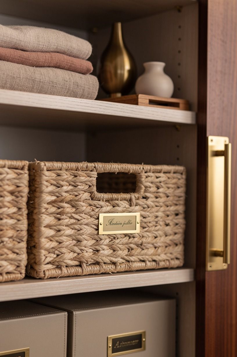 Use baskets for overflow, then label what you can’t see