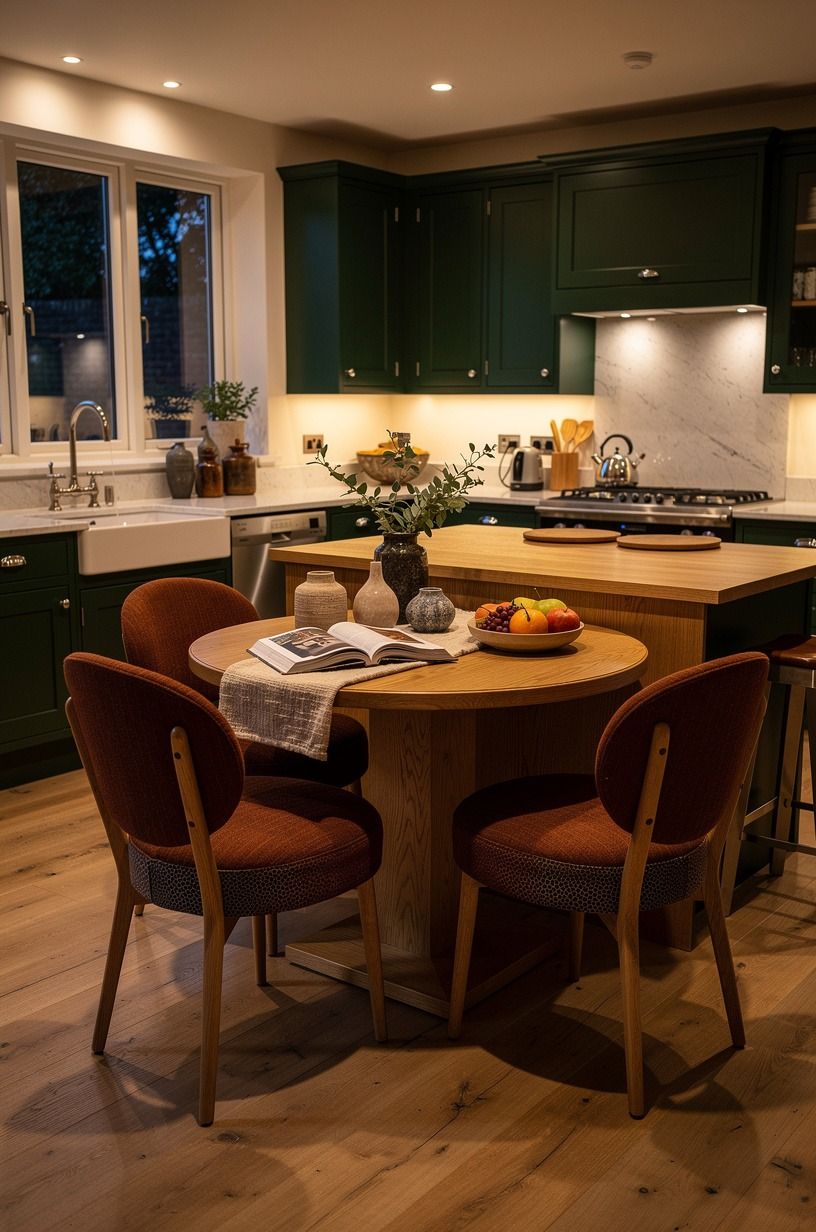 Choose Round Seats for a Breakfast Nook Off Kitchen Island