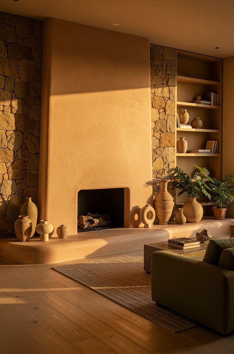 Choose plaster over a busy stone surround