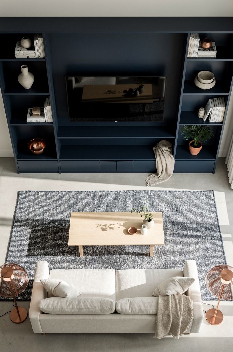 Frame the TV with shelves instead of a giant panel