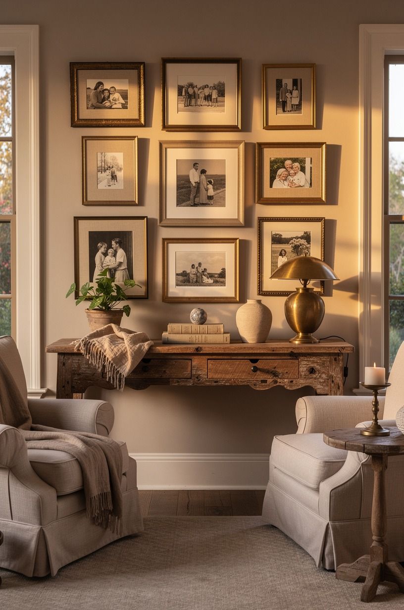 Hang a family-gallery wall at 57 to 60 inches