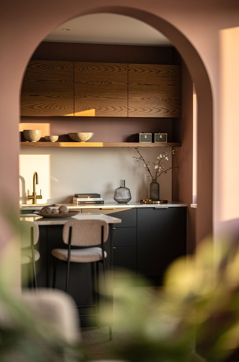 Make a small kitchen feel wider with horizontal grain