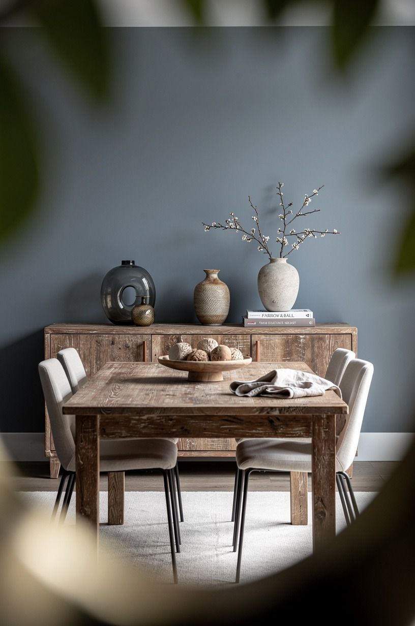 Let Farrow & Ball De Nimes hold the sideboard wall