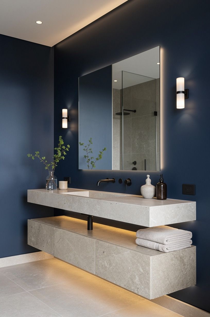 Mix Hague Blue with quiet limestone tones