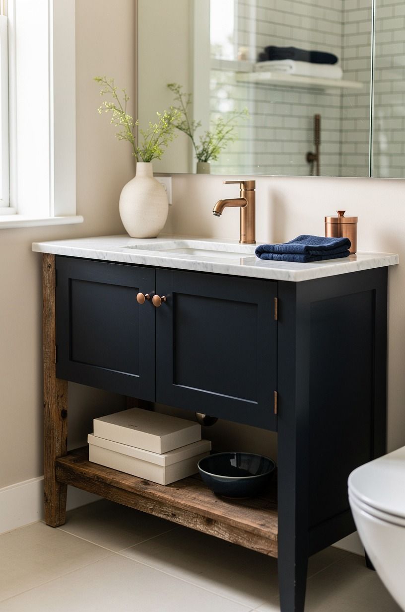 Choose marble over busy faux stone for a small top