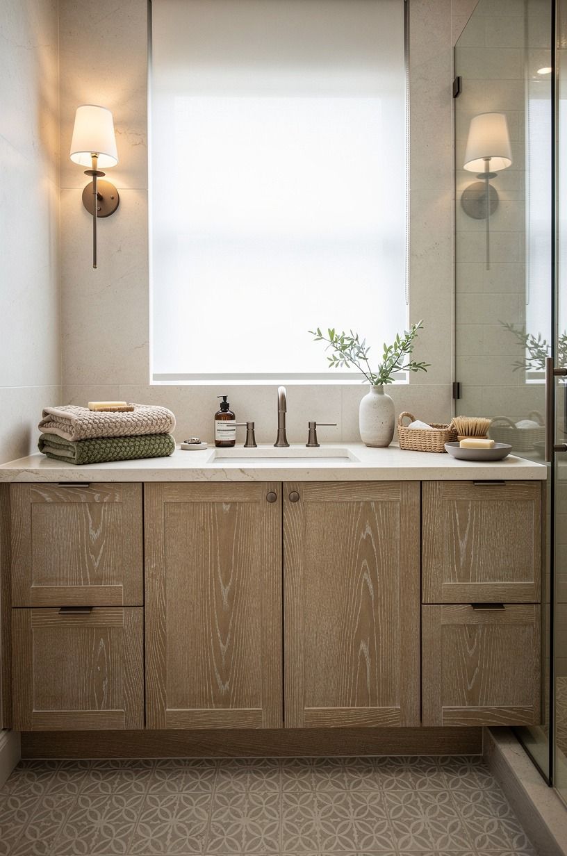 Skip bright white grout and choose warmth