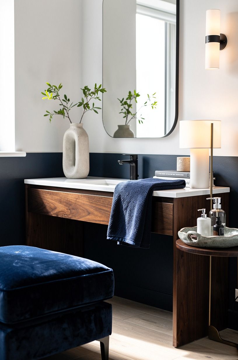 Anchor the room with a 32-36 in vanity
