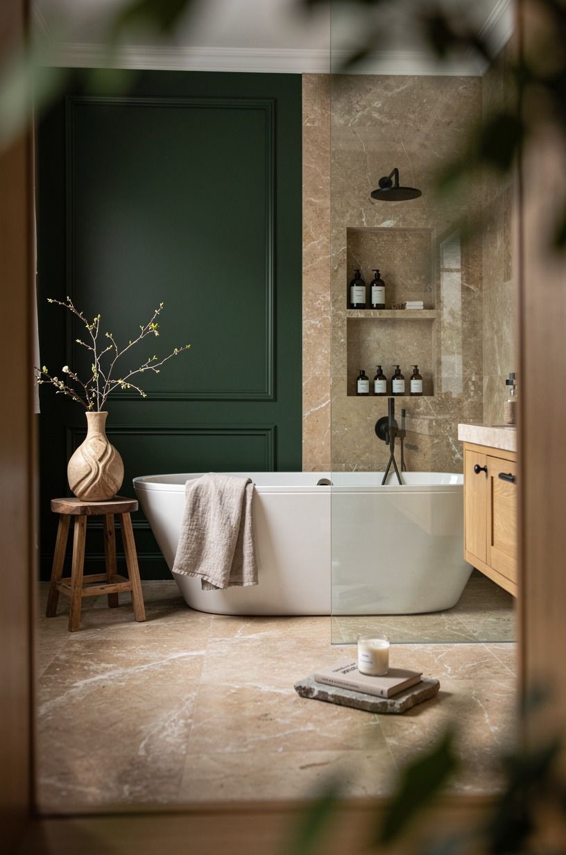 Float the tub beside an open plan shower