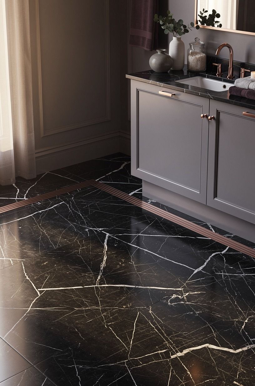 Let the drain disappear into the grout line