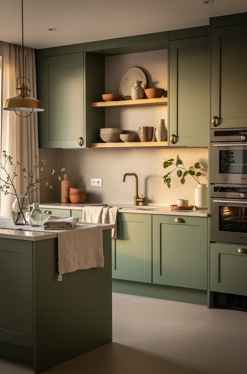 Paint Cabinets in a Soft, Grounding Green