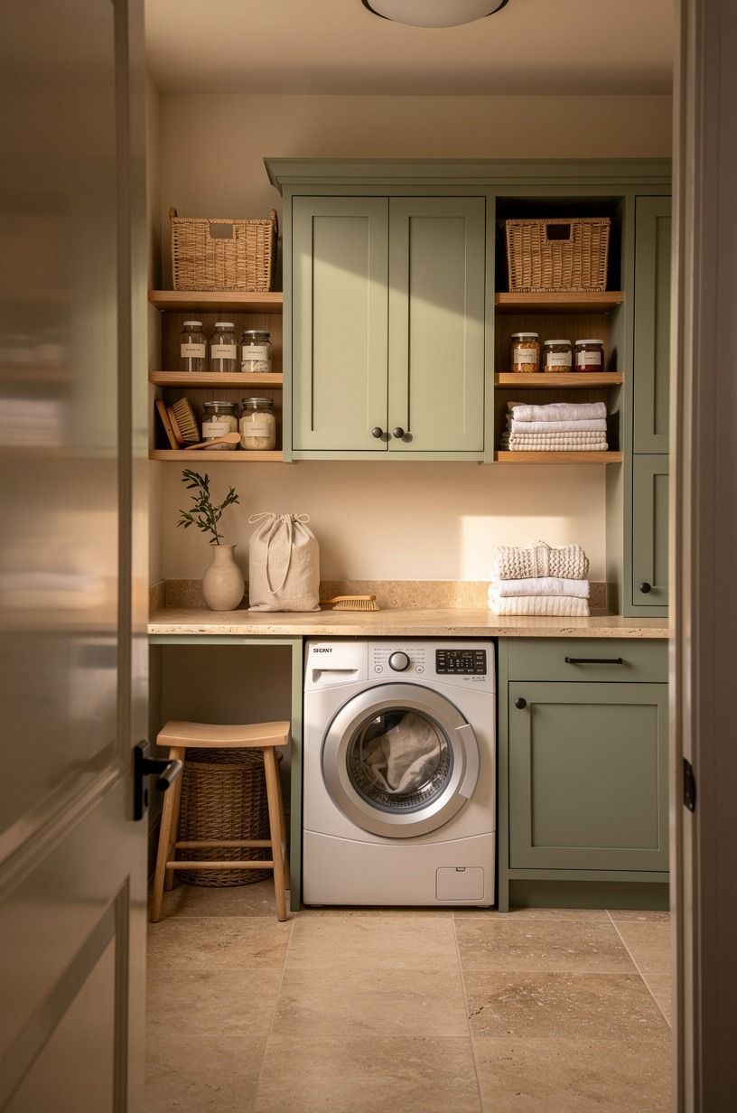 Mix closed storage with baskets you’ll use