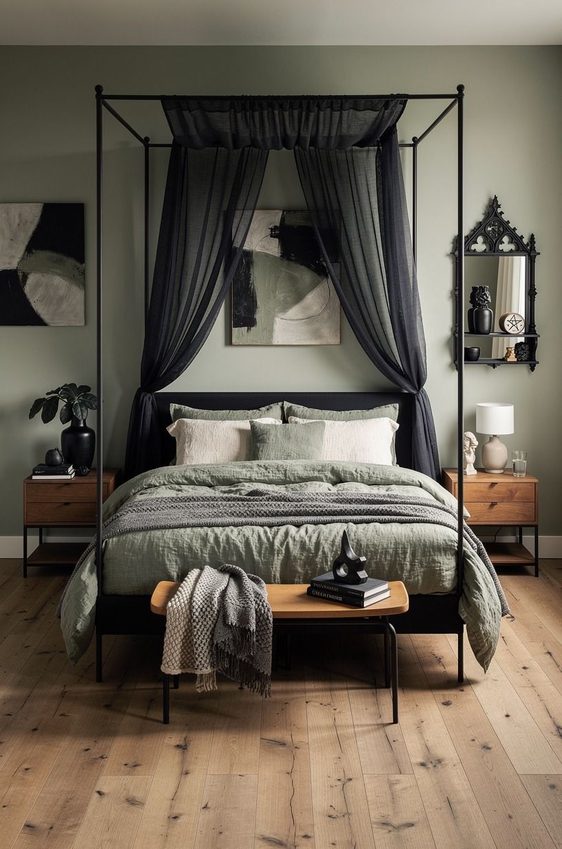 Hang a goth bedroom canopy bed high enough to breathe