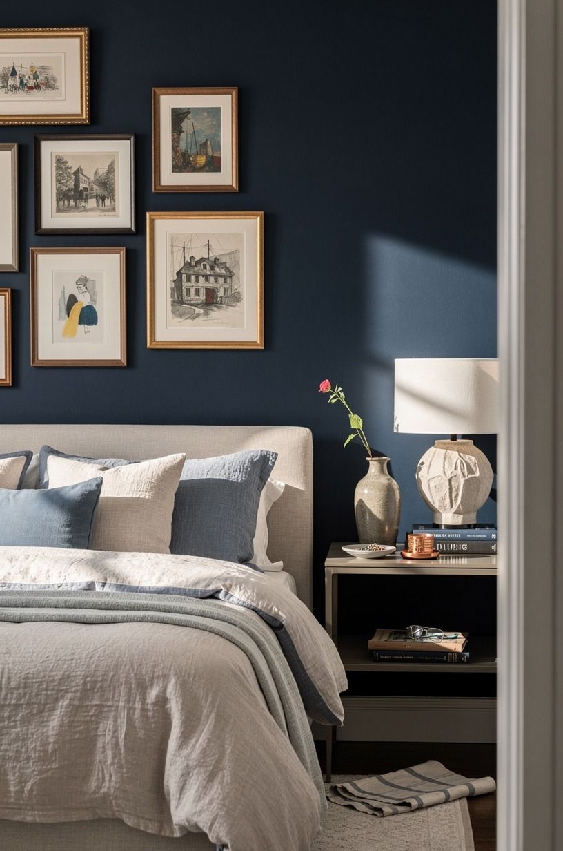 Hang art in a slightly crooked salon cluster