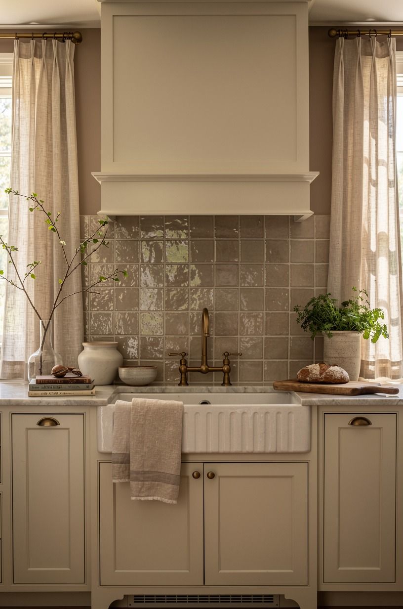 Choose a hand-glazed backsplash with restraint
