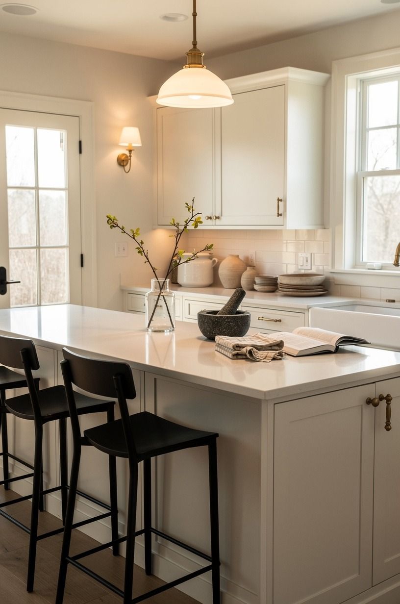 Paint the cabinets in a soft mineral white