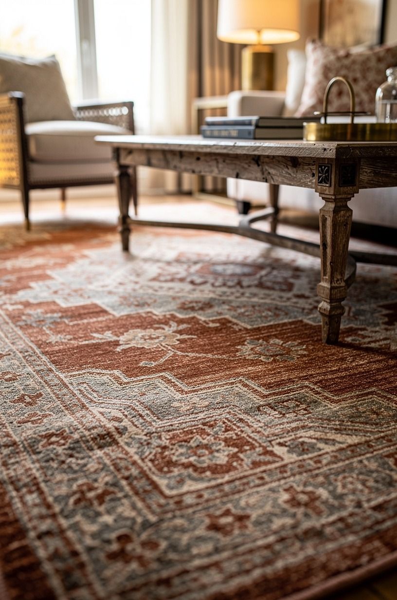 Why does a large rug make the room look richer?