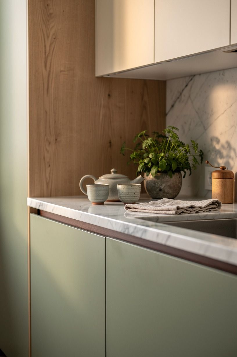 Use The Two-Wood Rule to calm classic wood kitchen finishes