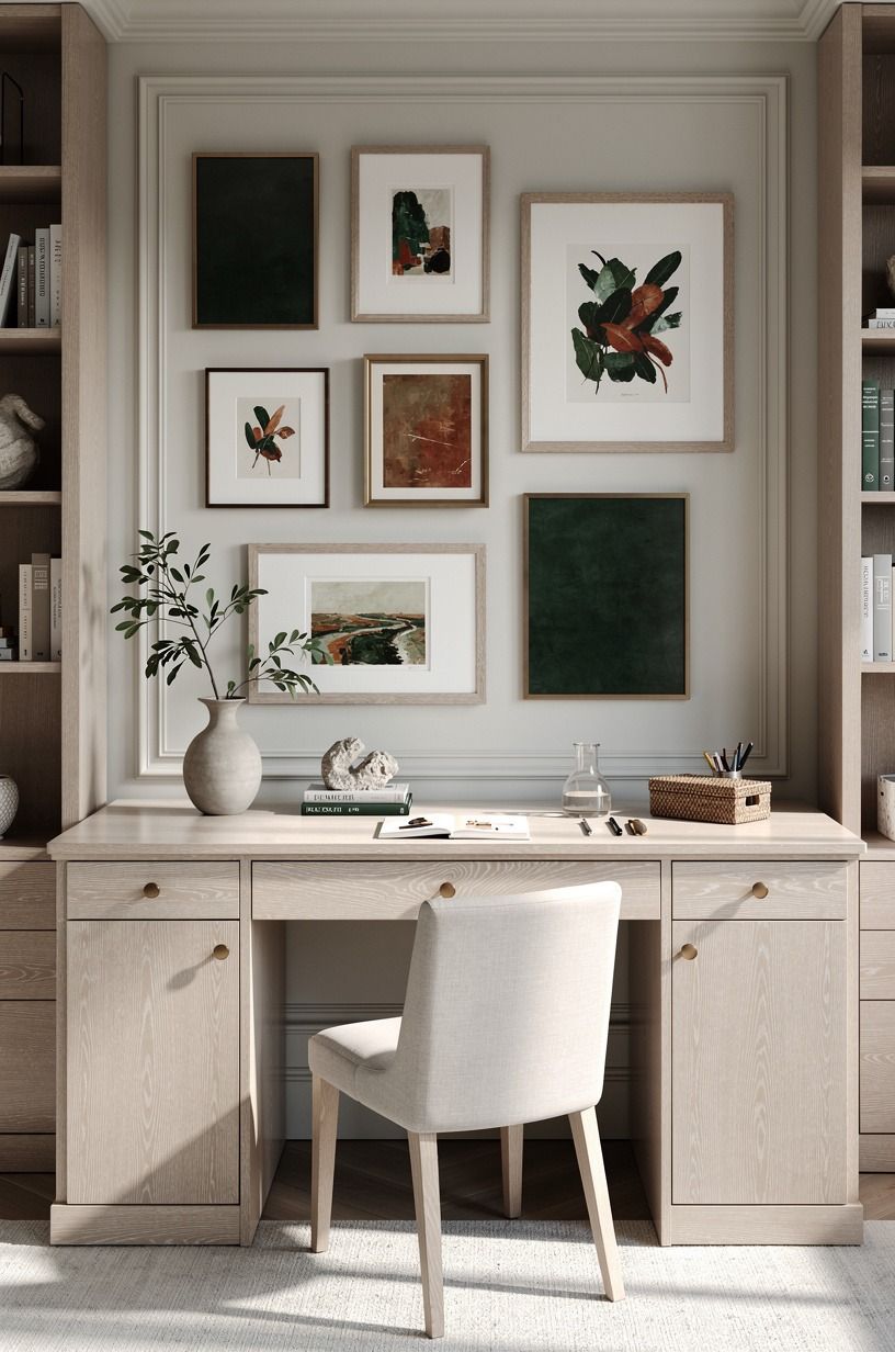 Frame one wall with a restrained gallery grid