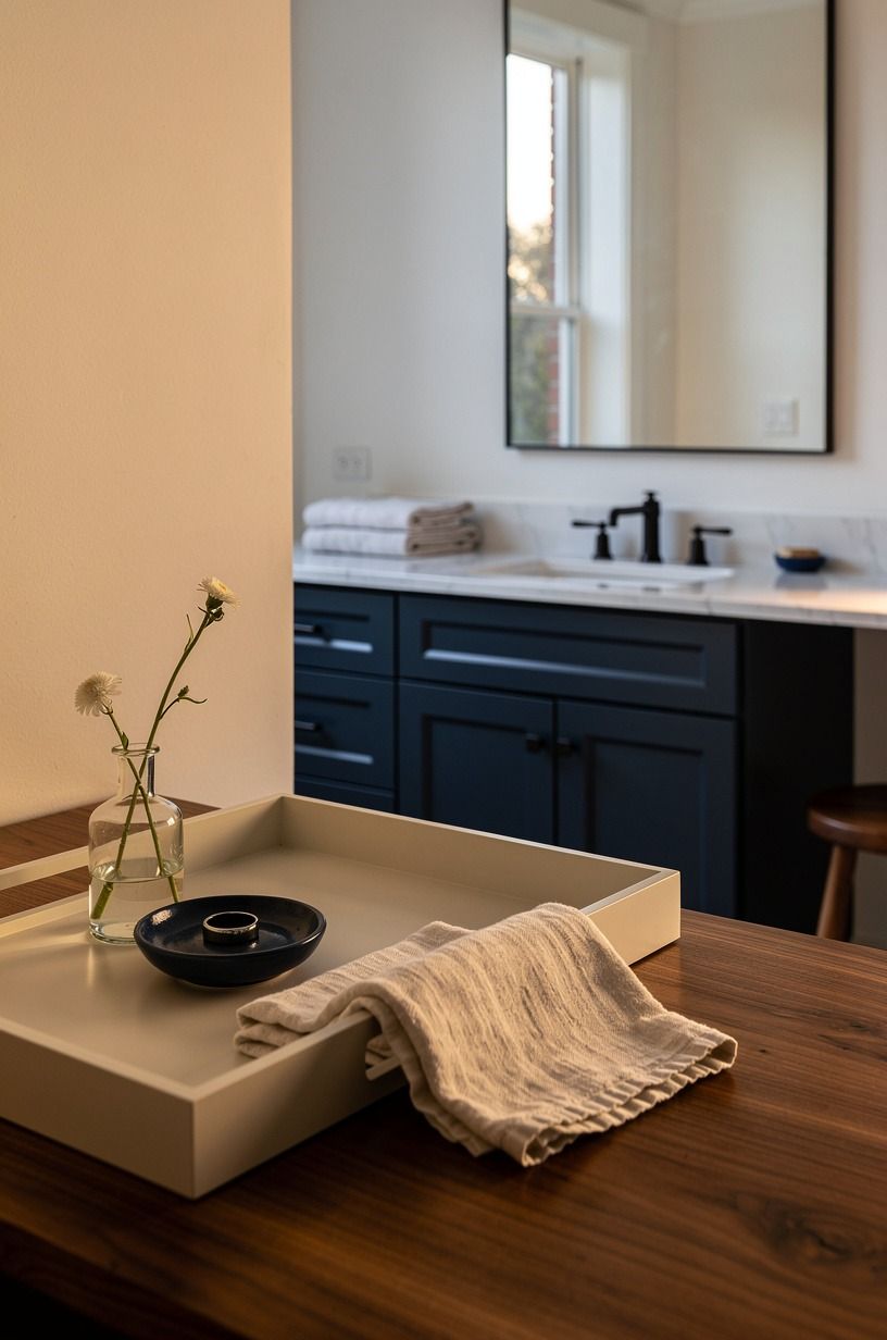 Put a modern tray on the counter