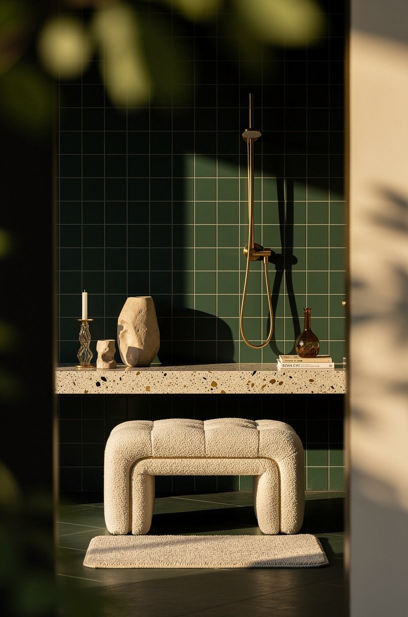 Skip white grout for a dark wet room