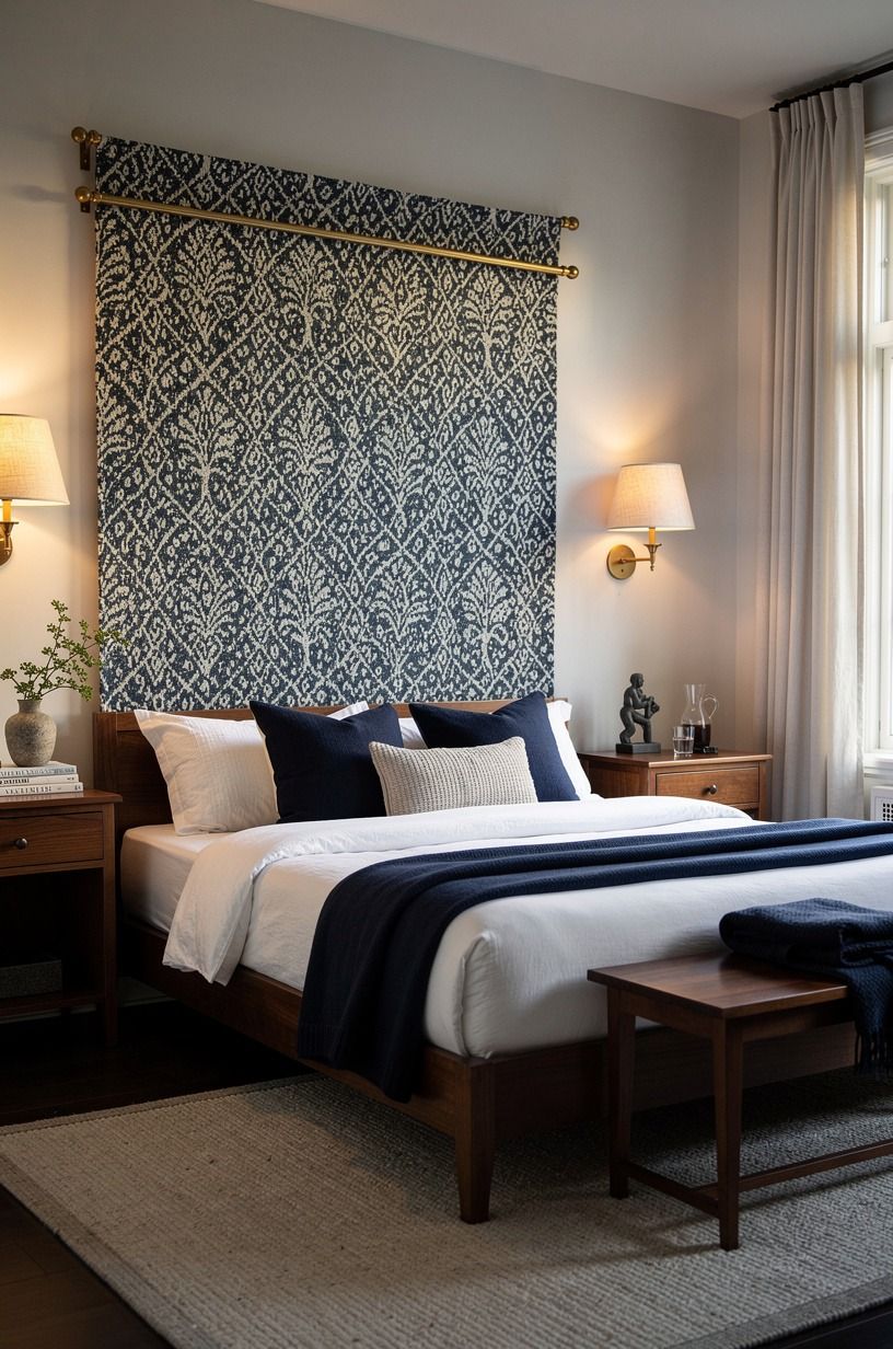 Hang a Textile Headboard Instead of Buying One