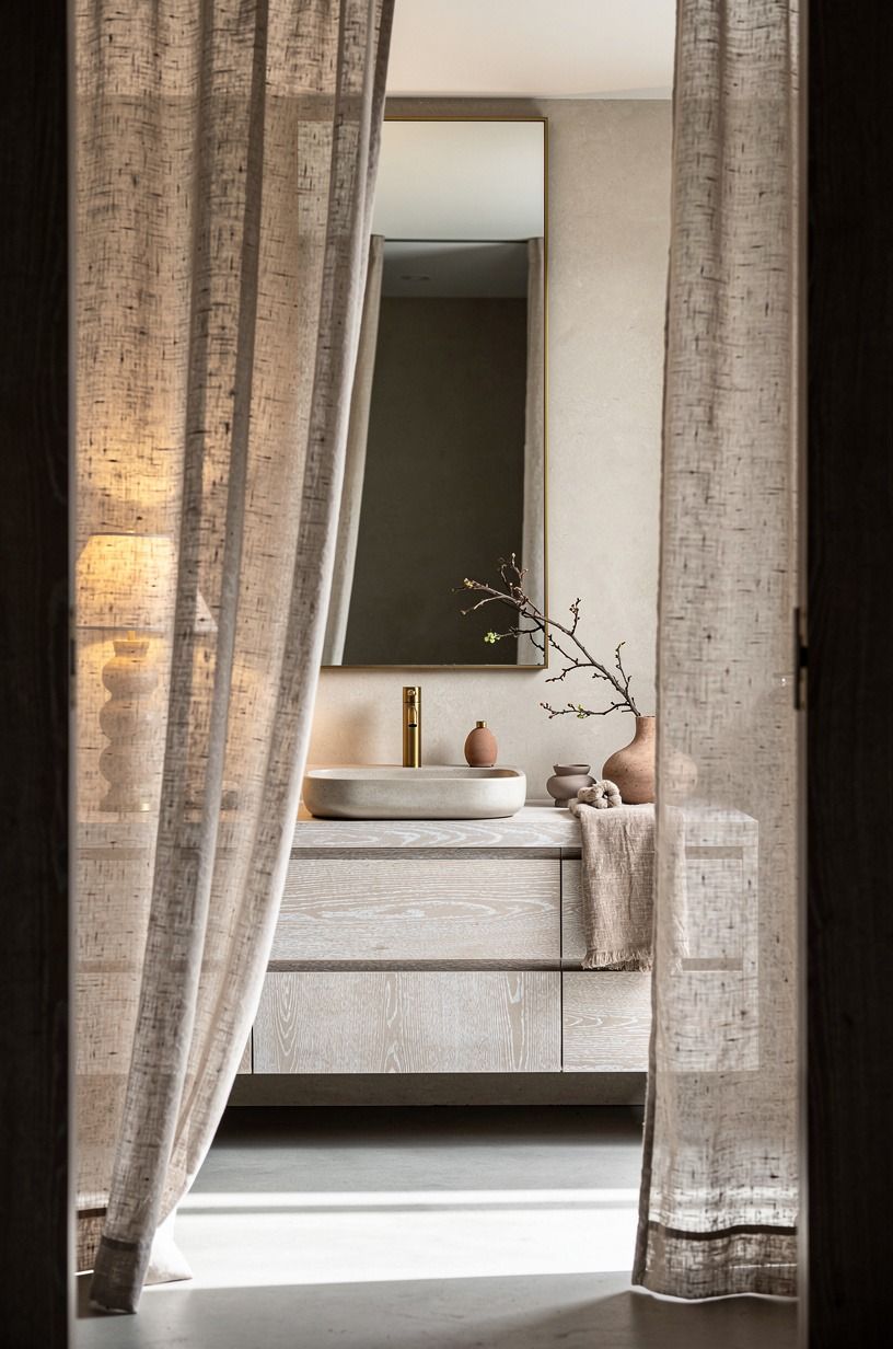 Bring in Belgian flax linen instead of patterned curtains