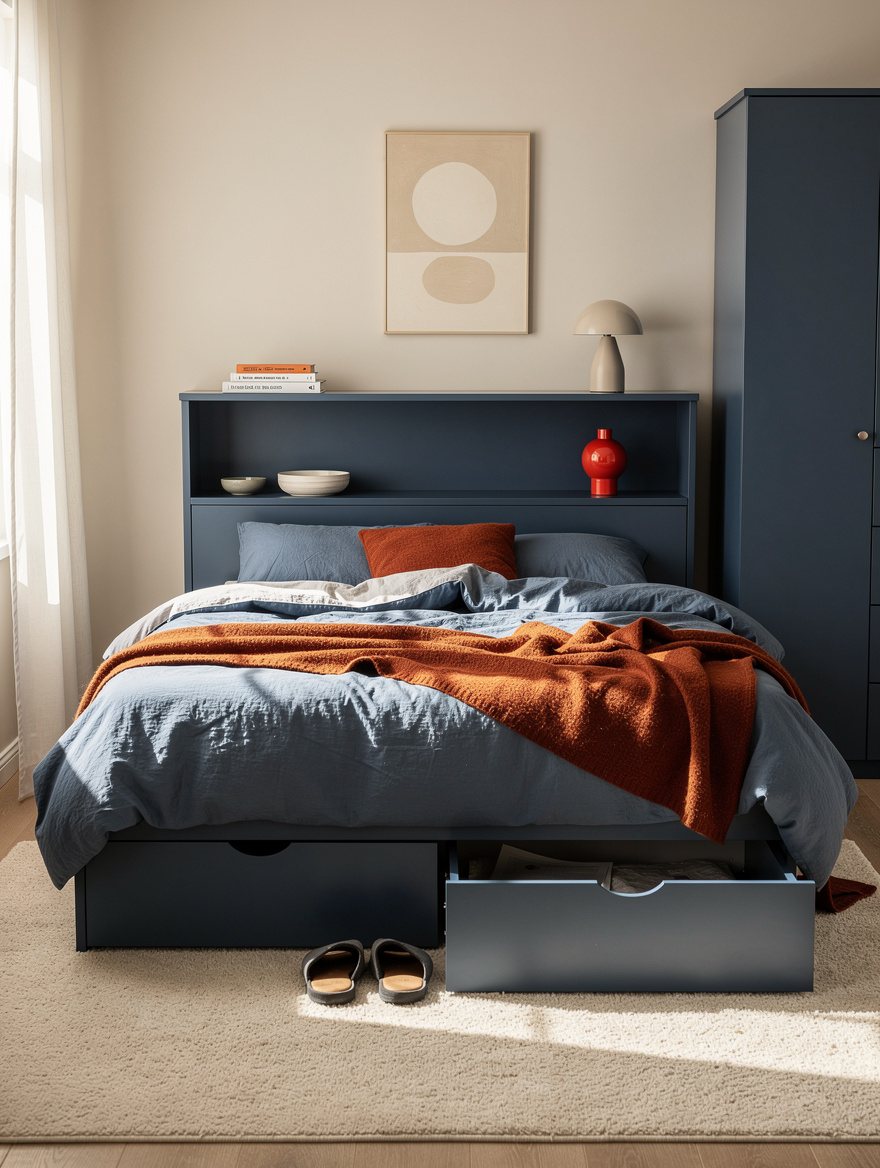 Add a Headboard Shelf Instead of Two Nightstands